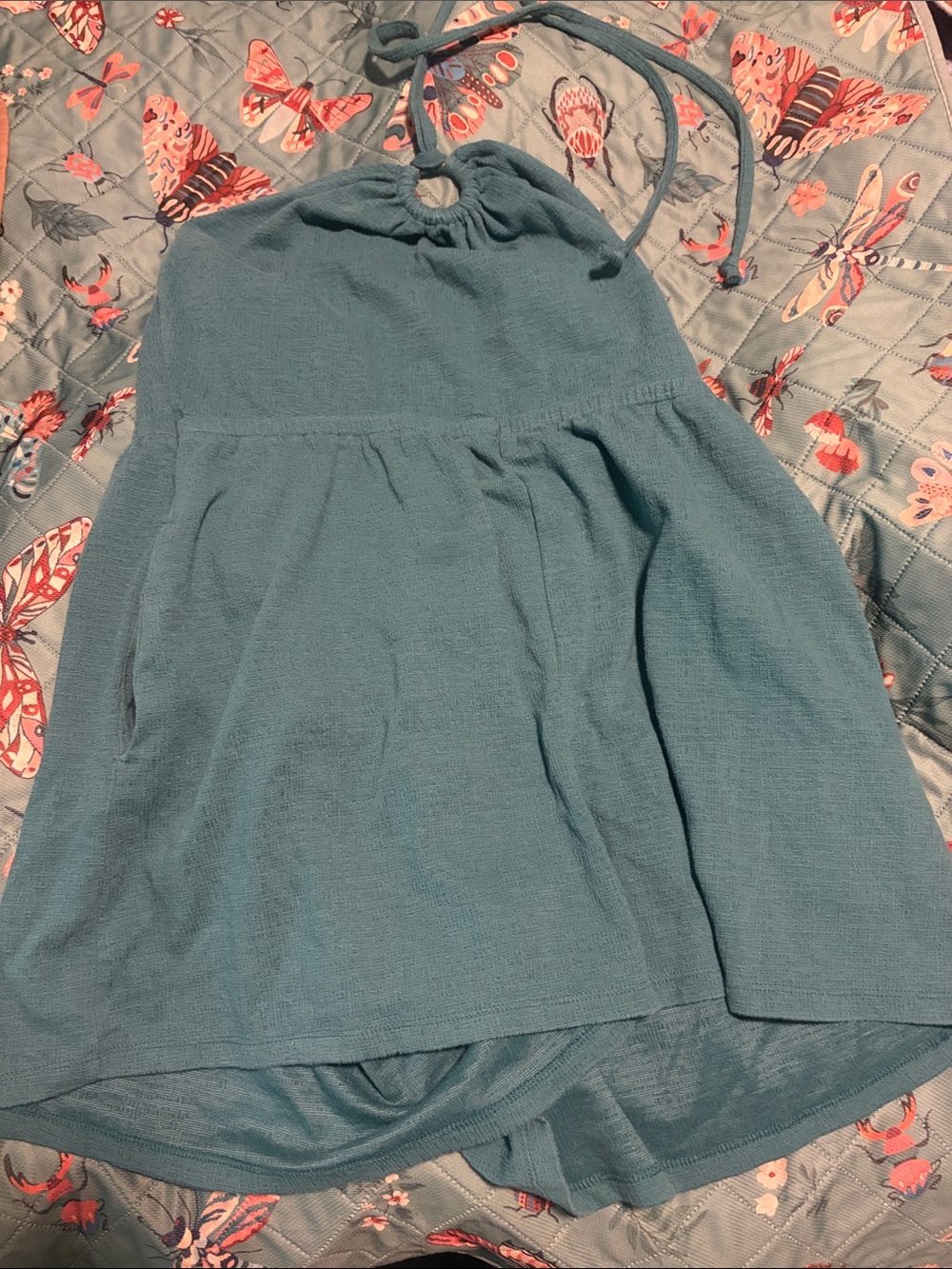 Teal romper with halter top